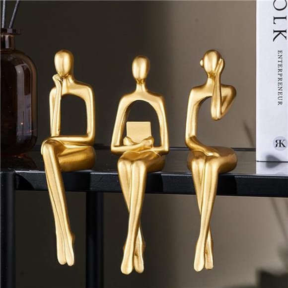 Gold Statue Home Decorations for Living Room,Shelf Decor Modern Bookshelf Decor - Picture 1 of 6